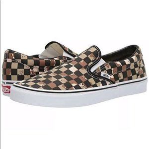 Vans classic checkers slip on camouflage  sneaker shoes woman 8 new canvas